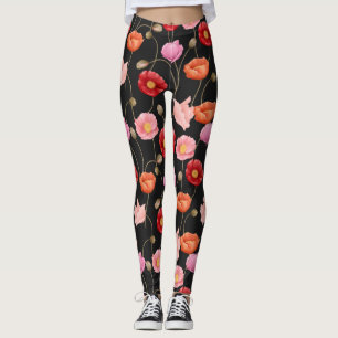 Poppies Flowers Pattern Leggings