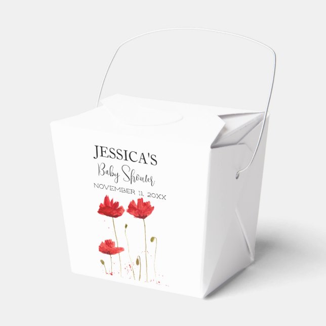 Poppies Flowers Poppy Baby Shower Wildflower girl Favour Box (Front Side)