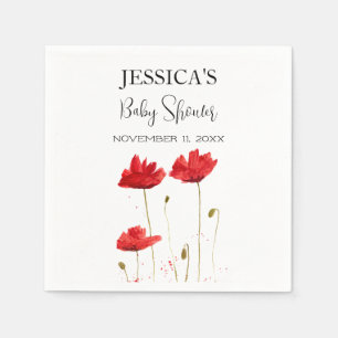 Poppies Flowers Poppy Baby Shower Wildflower girl Napkin