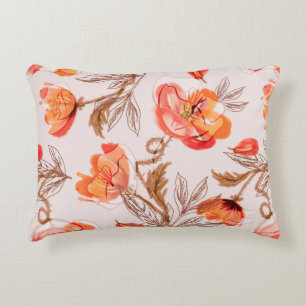 Poppies Flowers Seamless Pattern on a Beige Backgr Decorative Cushion