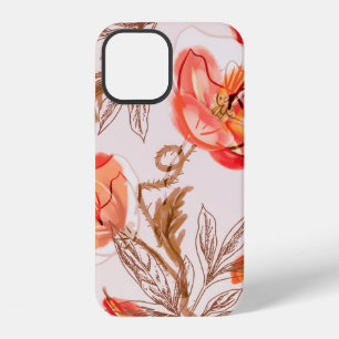 Poppies Flowers Seamless Pattern on a Beige Backgr iPhone 12 Case