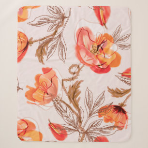 Poppies Flowers Seamless Pattern on a Beige Backgr Sherpa Blanket