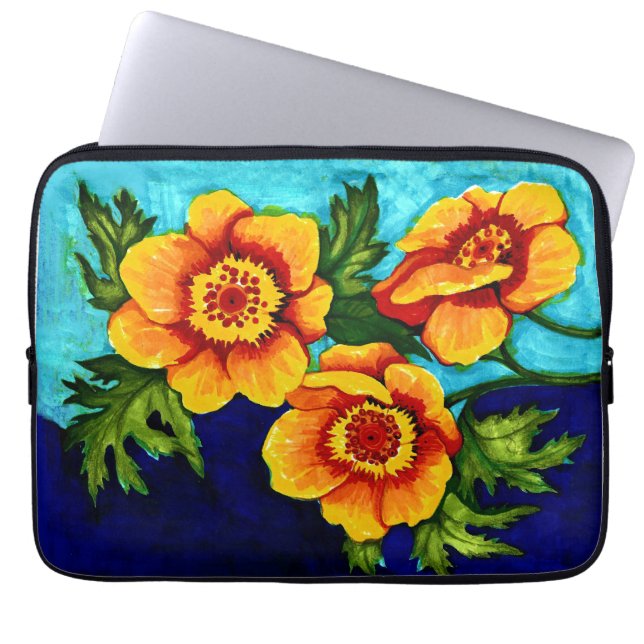 Poppies for energy   laptop sleeve (Front)