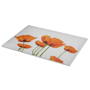 Poppies! Glass Cutting Board