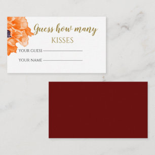 Poppies guess how many kisses bridal game enclosure card