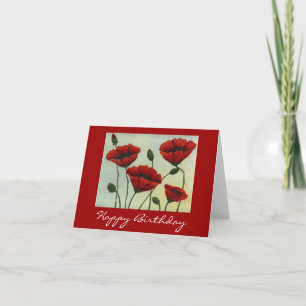 Poppies Happy Birthday Card
