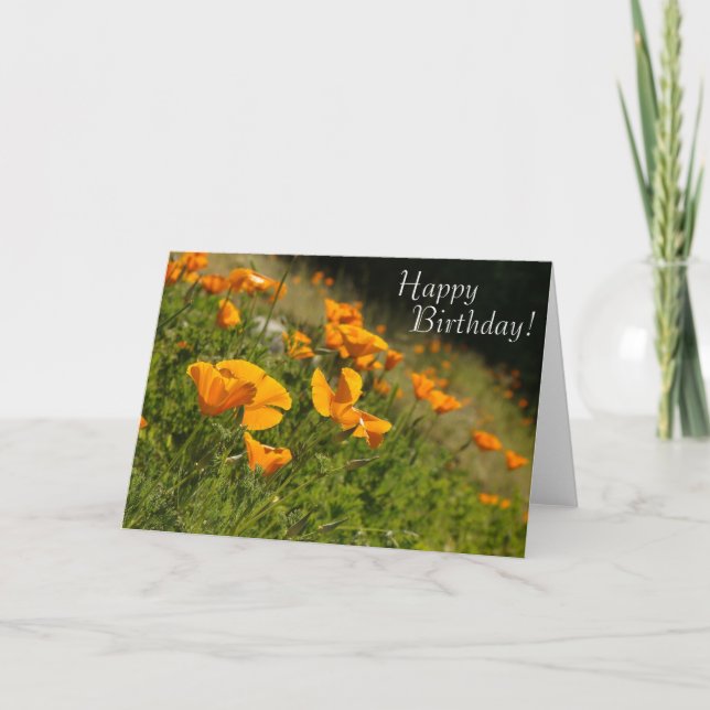 Poppies Happy Birthday Card (Front)