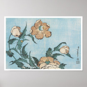 Poppies, Hokusai, 1834 Poster