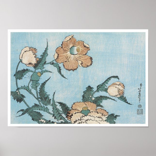 Poppies, Hokusai, 1834 Poster (Front)