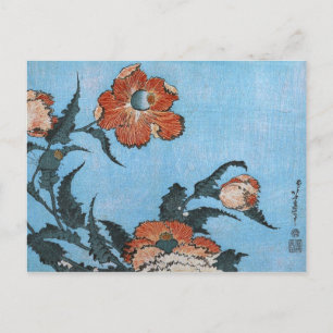 Poppies, Hokusai Japanese Fine Art Postcard