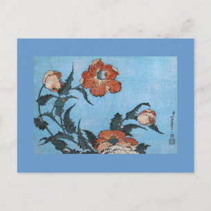 Poppies, Hokusai Japanese Fine Art Postcard