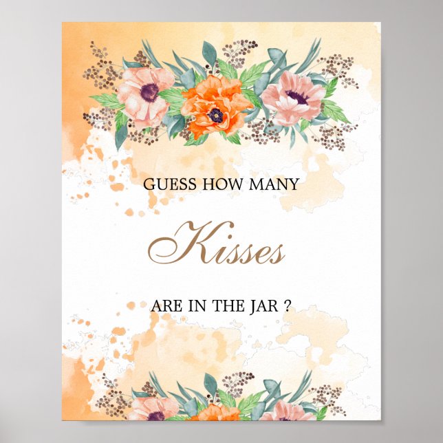 Poppies how many kisses bridal shower game  post poster (Front)
