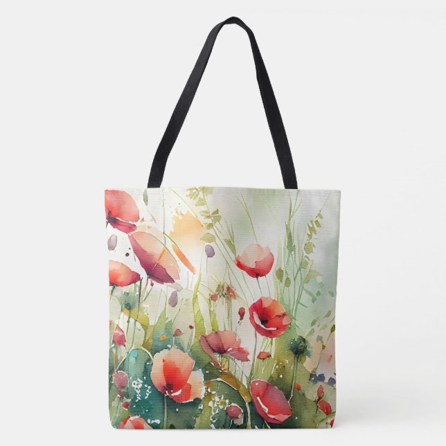 Poppies in a Field Tote Bag (Front)