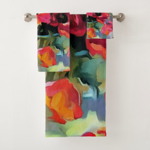 Poppies In A Glass Vase Bath Towel Set
