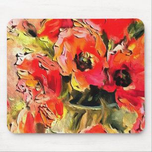 Poppies In A Glass Vase Black Outline Art Mouse Mat