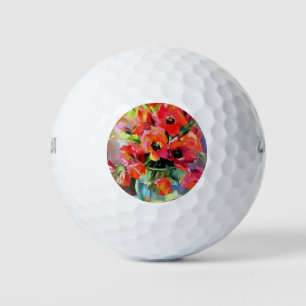 Poppies In A Glass Vase Golf Balls