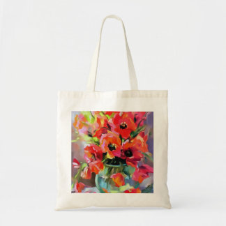 Poppies In A Glass Vase Tote Bag