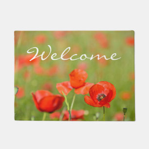 Poppies in a poppy field flower door mat