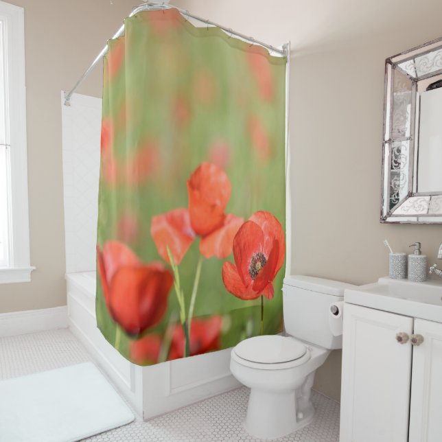 Poppies in a poppy field flower shower curtain (In Situ)
