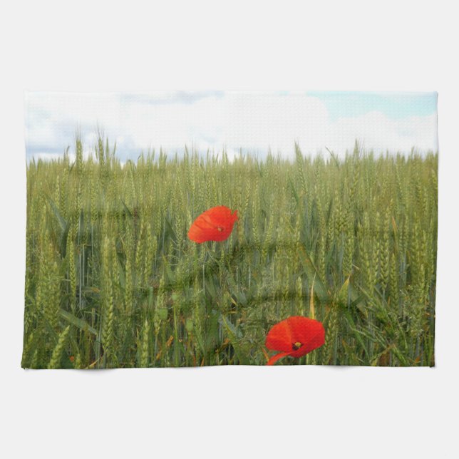 Poppies in a Wheat Field Tea Towel (Horizontal)