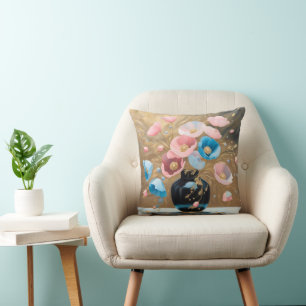 Poppies In Black Vase Cushion