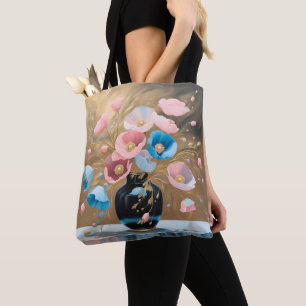 Poppies In Black Vase Tote Bag