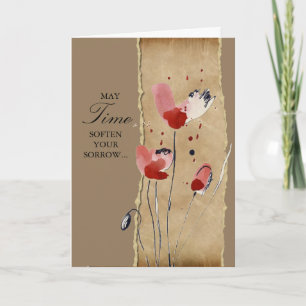 poppies in cardboard frame sympathy card