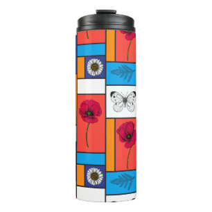 Poppies in colourful boxes thermal tumbler