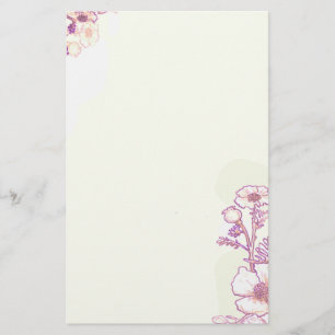 Poppies in Purple and Parchment Stationery