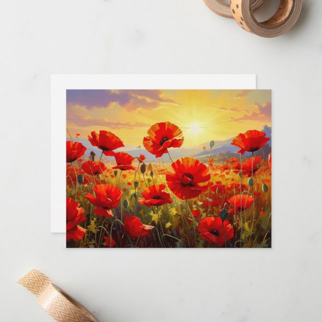 Poppies in the Evening Light, Card (Front/Back In Situ)