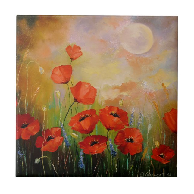 Poppies in the moonlight tile (Front)