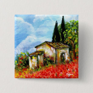 POPPIES IN TUSCANY 15 CM SQUARE BADGE