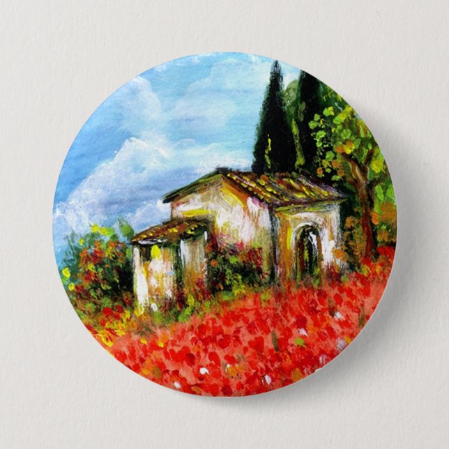 POPPIES IN TUSCANY 7.5 CM ROUND BADGE (Front)