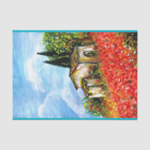 POPPIES  IN TUSCANY LANDSCAPE TISSUE PAPER