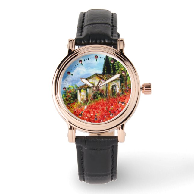 POPPIES IN TUSCANY LANDSCAPE WATCH (Front)
