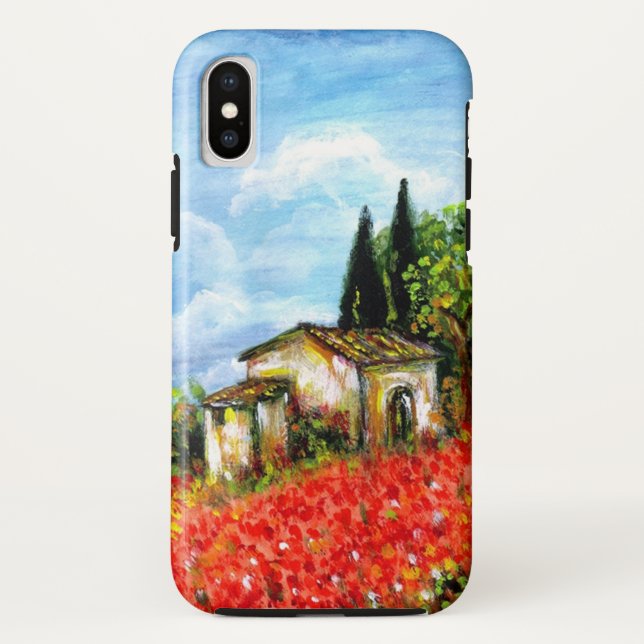 POPPIES IN TUSCANY / Landscape with Flower Fields Case-Mate iPhone Case (Back)