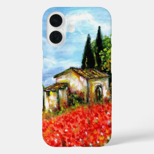 POPPIES IN TUSCANY / Landscape with Flower Fields iPhone 16 Case