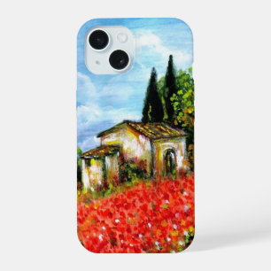 POPPIES IN TUSCANY / Landscape with Flower Fields iPhone 15 Case