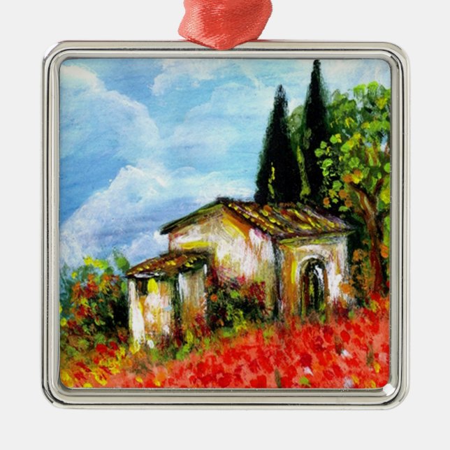 POPPIES IN TUSCANY METAL TREE DECORATION (Front)
