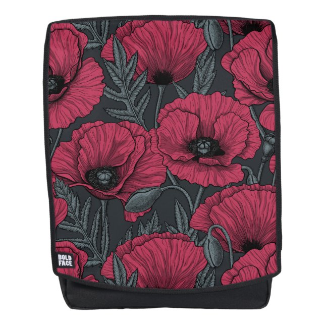 Poppies in Viva Magenta  Backpack (Front)