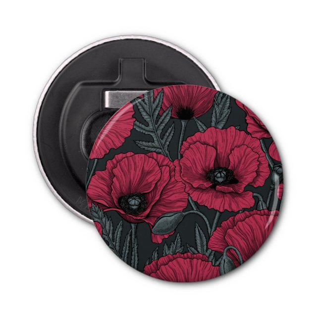 Poppies in Viva Magenta  Bottle Opener (Front)