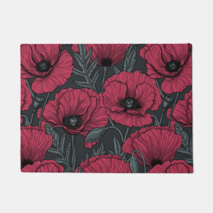 Poppies in Viva Magenta  Doormat