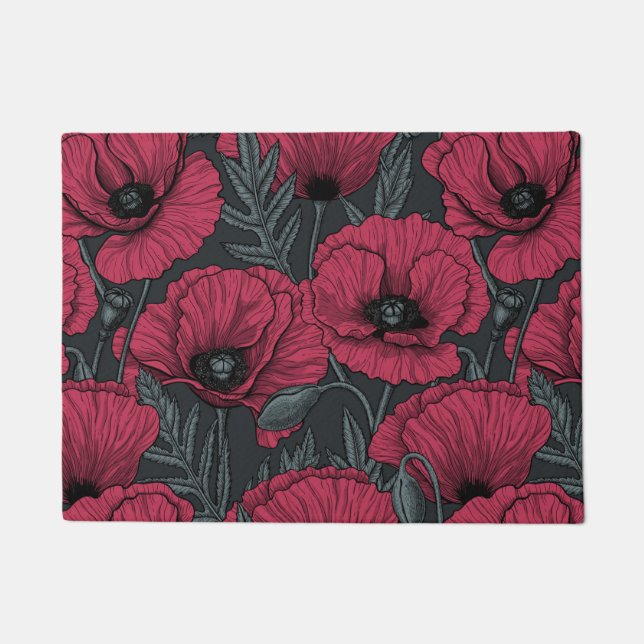 Poppies in Viva Magenta  Doormat (Front)
