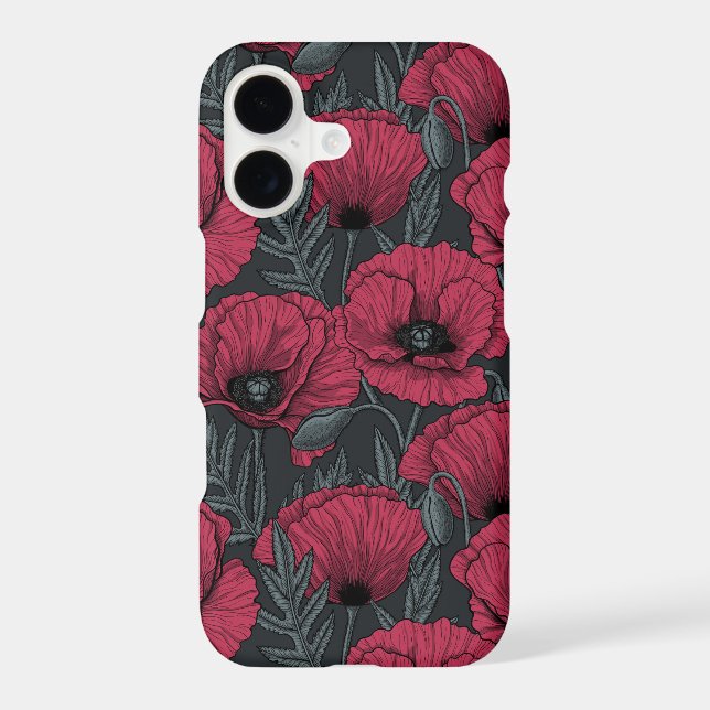 Poppies in Viva Magenta  iPhone Case (Back)