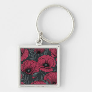 Poppies in Viva Magenta  Key Ring