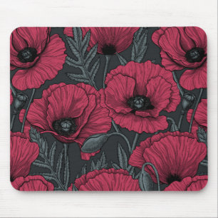 Poppies in Viva Magenta Mouse Mat