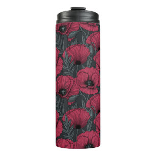 Poppies in Viva Magenta  Thermal Tumbler