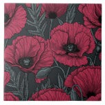 Poppies in Viva Magenta  Tile<br><div class="desc">Vector pattern made of hand-drawn poppies.</div>