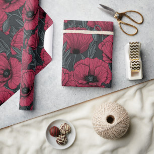 Poppies in Viva Magenta  Wrapping Paper