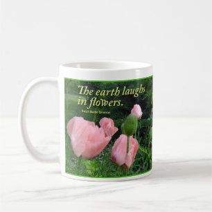 Poppies & Irises "The earth laughs in flowers." Coffee Mug
